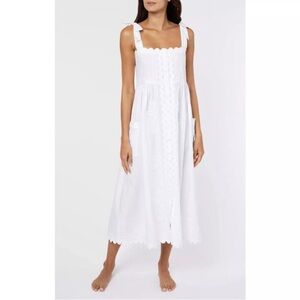 Juliet Dunn Tie-Sleeve White Midi Dress